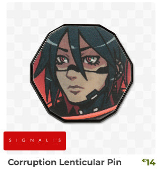 Corruption Lenticular Pin is back in stock at Fangamer.eu