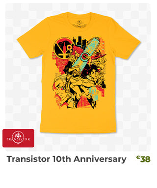 Transistor 10th Anniversary t-shirt is back in stock at Fangamer.eu